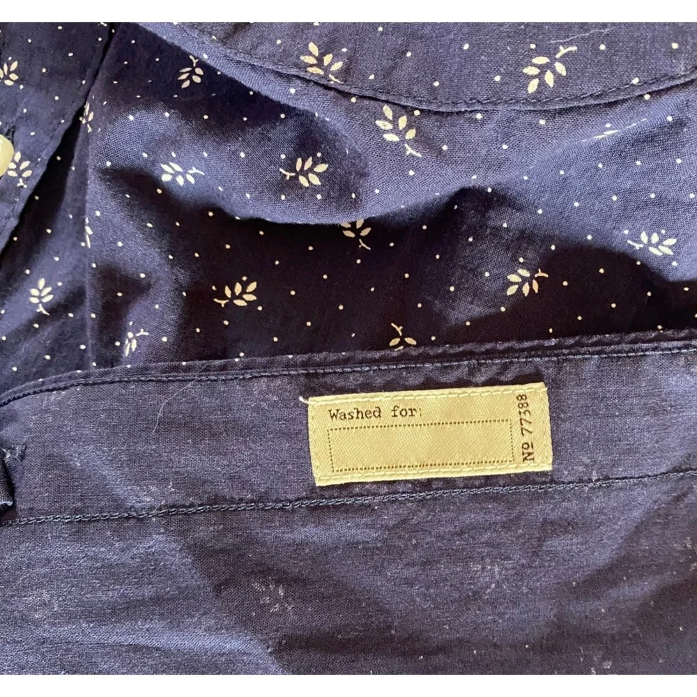 NWT J.Crew Slim Fit Button Down Shirt Navy w/ Leaf Print Organic‎ Cotton Men M